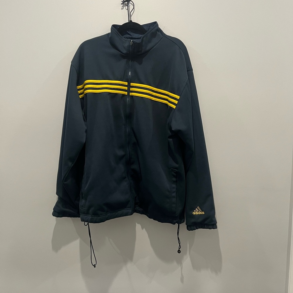 REVERSIBLE Adidas Windbreaker Blue Yellow Athletic Design